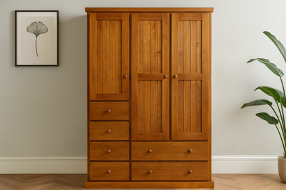 URBAN (AUSSIE MADE) FLAT TOP 3 DOOR / 6 DRAWER WARDROBE COLLECTION - ASSORTED STAINED COLOURS - STARTING FROM $1299
