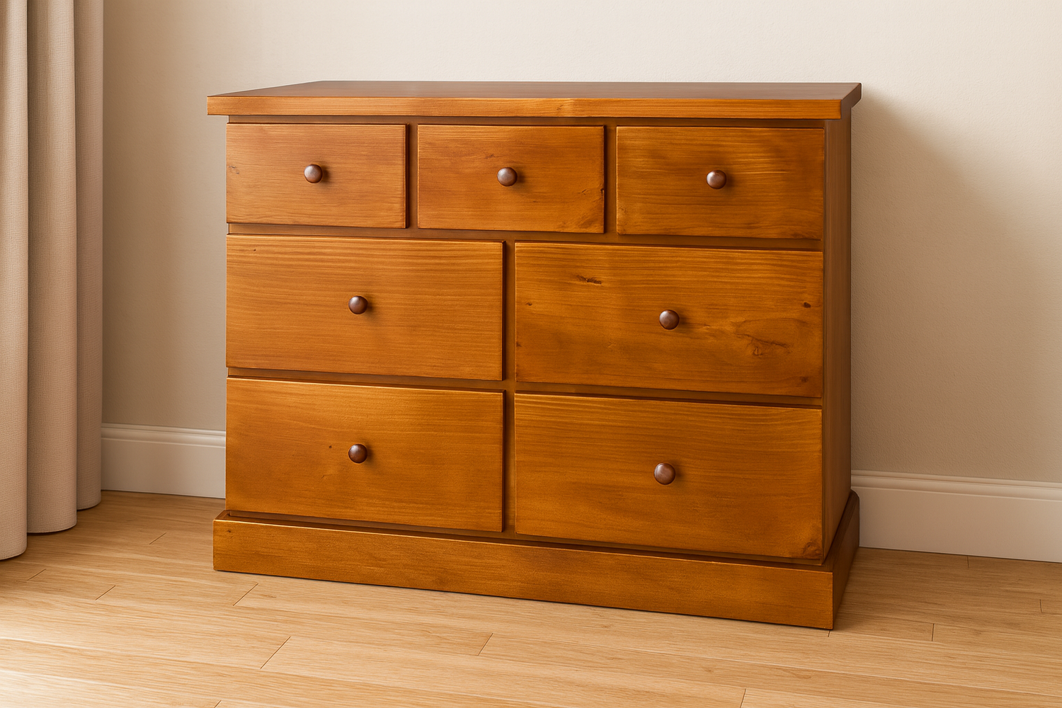 Urban(AUSSIE MADE) Flat Top 7 Drawers Top Split Lowboy Chest - 1000(H) X 1400(W) - Assorted Colours