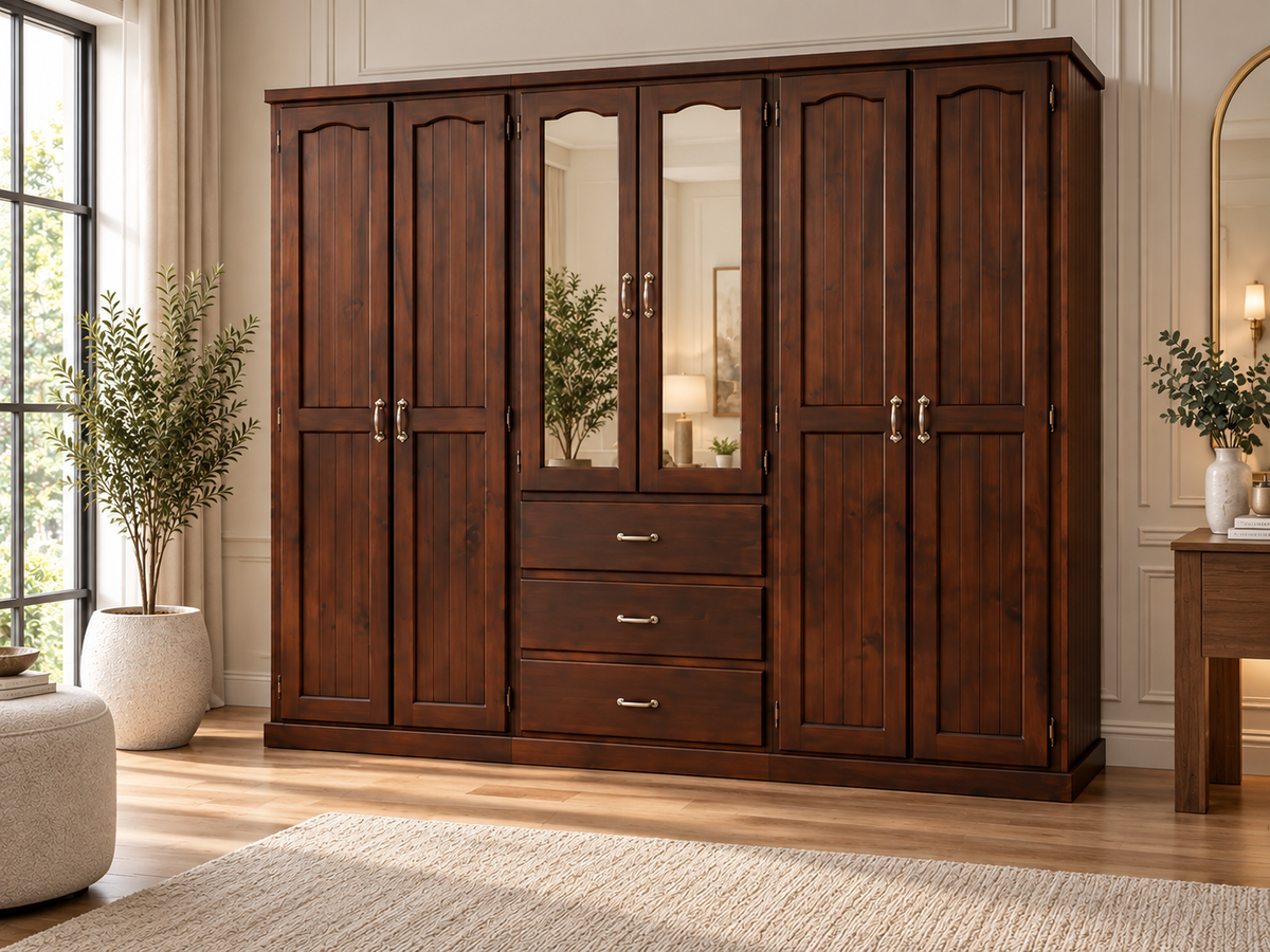Empire Gad (AUSSIE MADE) 3 Piece (4 SECTIONS) Multi-robe With 6 Doors / 3 Drawers Collection - Assorted Stained Colours