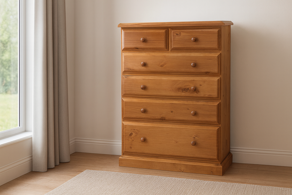 YORK (AUSSIE MADE) 6 DRAWER TALLBOY - 1200(H) x 900(W) - ASSORTED COLOURS
