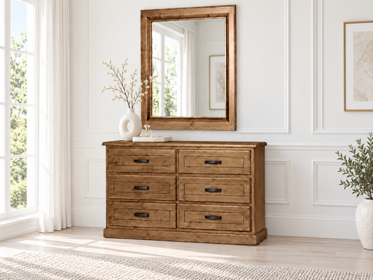 Oakley 6 Drawer Dressing Table With Mirror -tuscan