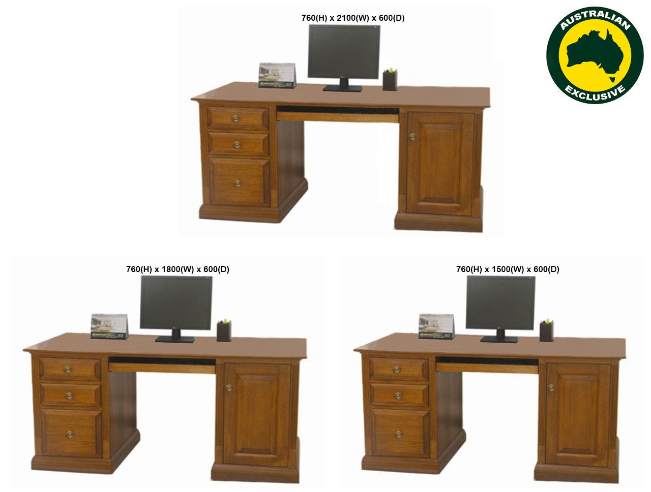 Churach (AUSSIE MADE) Desk Collection - Tassie Oak Combination - Assorted Stained Colours