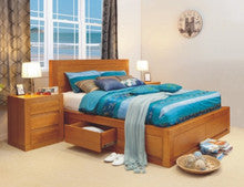CLAREMONT / MORGAN DELUXE (AUSSIE MADE) KING 4 PIECE TASSIE OAK COMBINATION (TALLBOY) BEDROOM SUITE WITH 4 UNDER BED DRAWERS - ASSORTED COLOURS