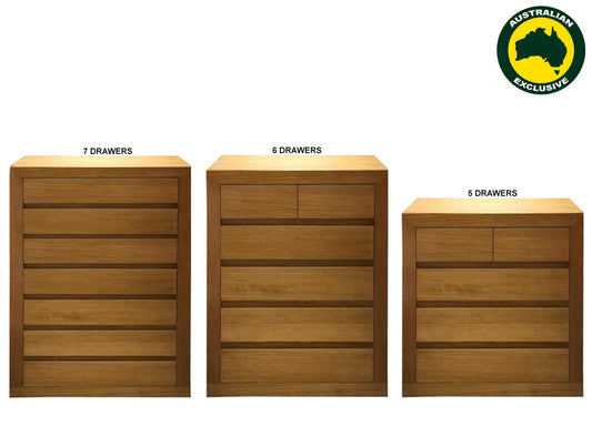 Claremont (AUSSIE MADE) Tallboy Collection - Tassie Oak Combination - Assorted Colours