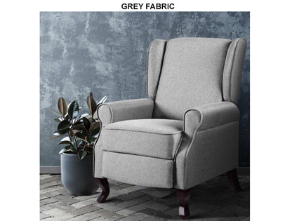 COLLINS RECLINER ARM CHAIR COLLECTION - BLACK PU OR GREY FABRIC