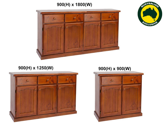 Mudgee / Colonial (AUSSIE MADE) Thick Top 2 Door / 2 Drawer Buffet - Assorted Stained Colours