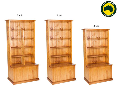 DAWEES (AUSSIE MADE) COMBO + FLIP TOP LID BOOKCASE COLLECTION - ASSORTED STAINED COLOURS - STARTING FROM $649