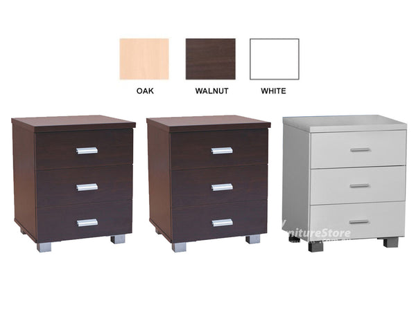 CONCORD 3 DRAWER BEDSIDE - ASSORTED COLOURS