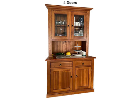 RIKKIE (AUSSIE MADE) BUFFET & HUTCH (NO LEADLIGHT) WITH PICTURE FRAME DRAWER FRONTS COLLECTION - ASSORTED STAINED COLOURS - STARTING FROM $1499