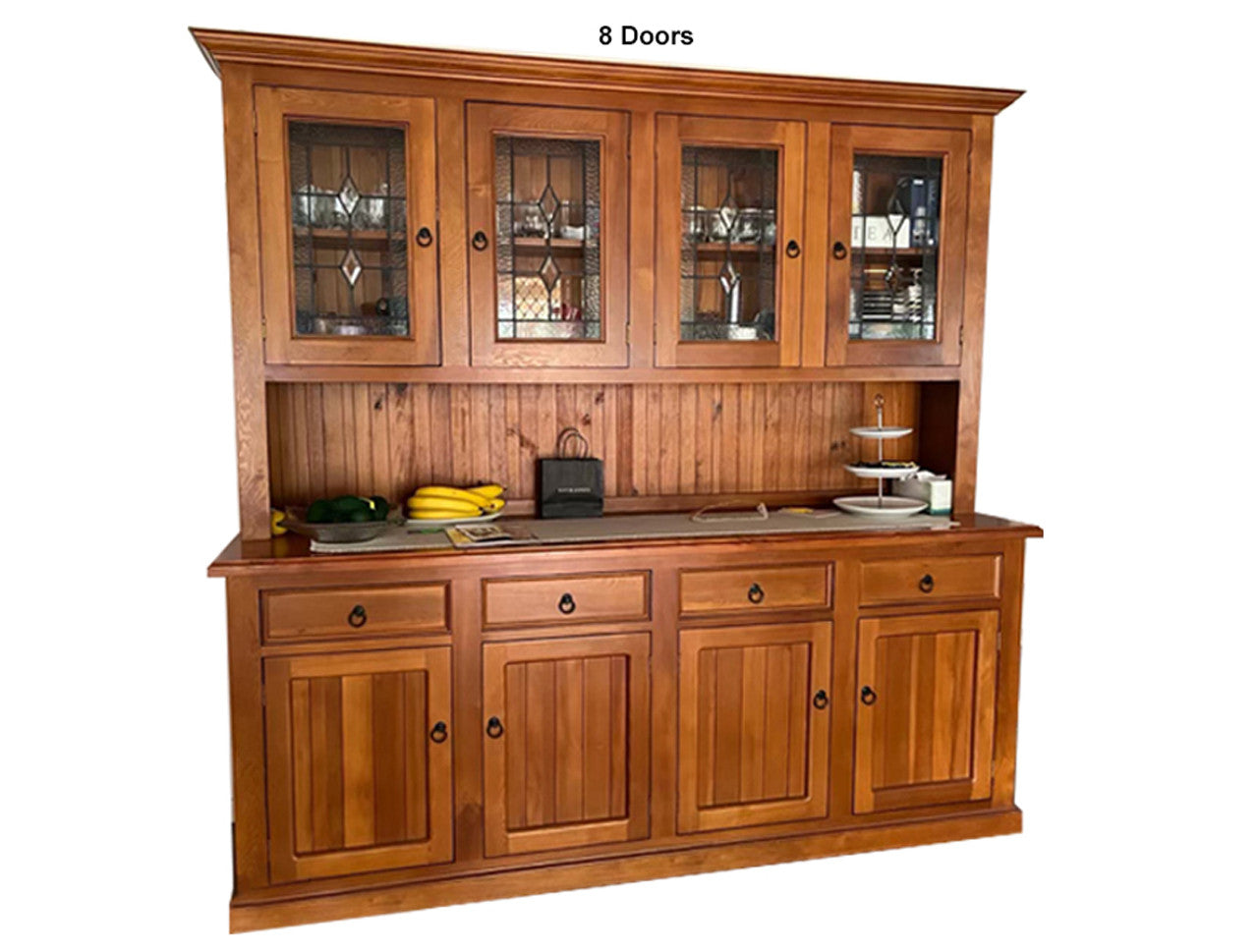 RIKKIE (AUSSIE MADE) BUFFET & HUTCH (NO LEADLIGHT) WITH PICTURE FRAME DRAWER FRONTS COLLECTION - ASSORTED STAINED COLOURS - STARTING FROM $1499