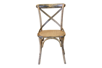 RETRO 7 PIECE DINING SETTING WITH CROSSBACK CHAIRS - RUSTIC MANGO