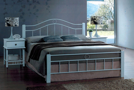 Crystal Queen 3 Piece (BEDSIDE) Bedroom Suite (WITH 1 DRAWER BEDSIDES) - White