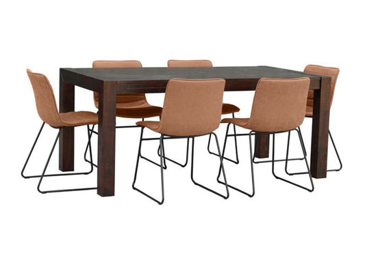 CUMBERLAND 9 PIECE DINING WITH CINCINNATI CHAIR - 2100(W) X 760(D) TABLE - ANTIQUE BARLEY OR  AGED WALNUT