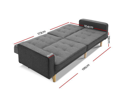FOREST FABRIC  3  SEATER SOFA BED RECLINER LOUNGE- DARK GREY