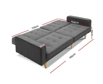 FOREST FABRIC  3  SEATER SOFA BED RECLINER LOUNGE- DARK GREY