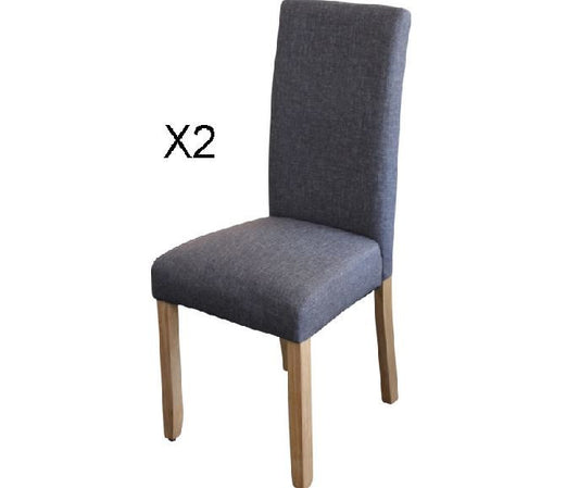ASHTON SET OF 2 FABRIC UPHOLSTERED DINING CHAIR -  DARK GREY