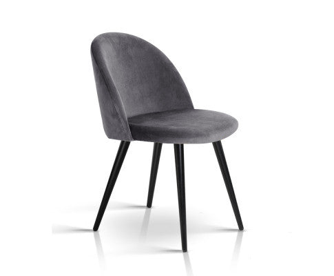CAMRYN (SET OF 2) VELVET FABRIC DINING CHAIR -  DARK GREY