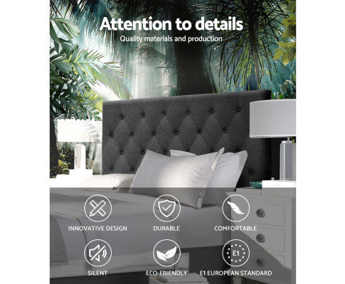 DOUBLE  CELCIUS LINEN FABRIC HEADBOARD BEDHEAD - BEDHEAD HEIGHT 1200(H) - CHARCOAL
