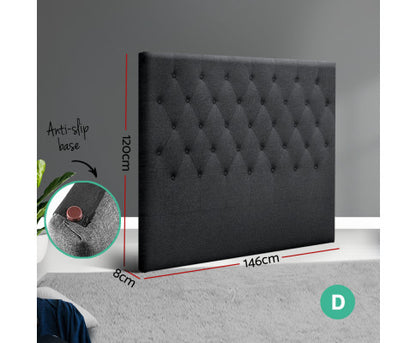 DOUBLE  CELCIUS LINEN FABRIC HEADBOARD BEDHEAD - BEDHEAD HEIGHT 1200(H) - CHARCOAL