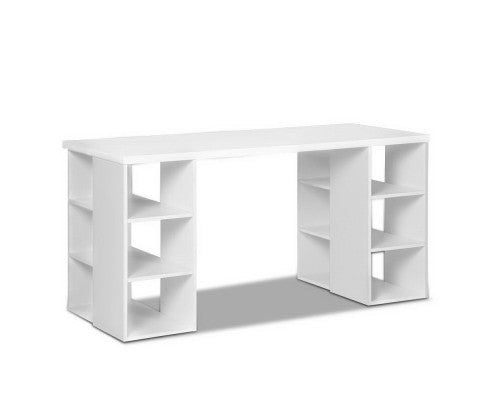 MAYVEN COMPUTER DESK WITH 3 TIER SHELVES - WHITE