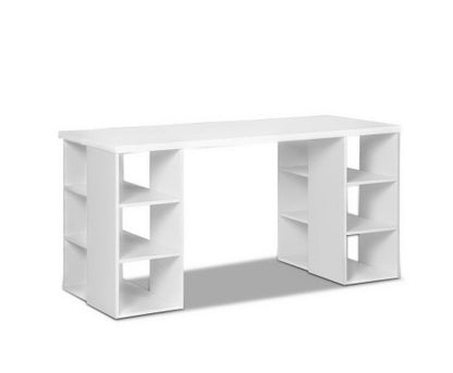 MAYVEN COMPUTER DESK WITH 3 TIER SHELVES - WHITE