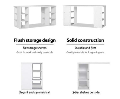 MAYVEN COMPUTER DESK WITH 3 TIER SHELVES - WHITE