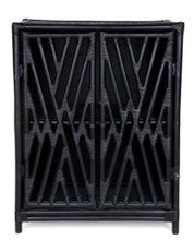 RATTAN  2 DOOR  CABINET (DET371) - BLACK