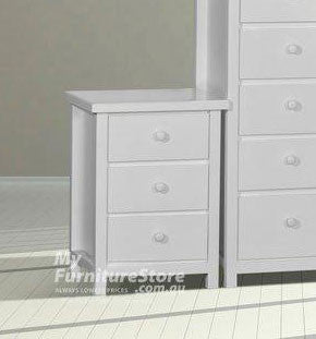 FEDERATION (AUSSIE MADE) 3 DRAWER BEDSIDE TABLE  - ASSORTED COLOUR STAINS AVAILABLE (NOT WHITE AS PICTURED)