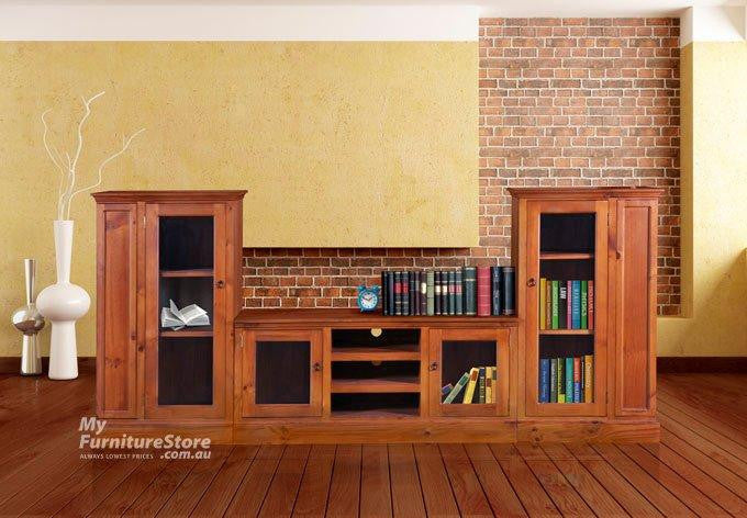 Mosaic / Hamilton (AUSSIE MADE) 3 Piece TV Entertainment Unit (PLAIN GLASS) -860(H) X 2700(W) - Assorted Colours