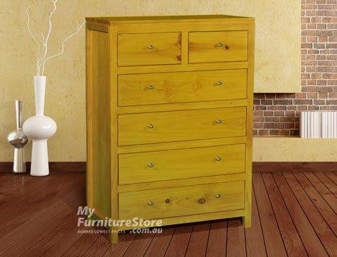 OLIVER (AUSSIE MADE) STRAIGHT 6 DRAWER TALLBOY  (2 OVER 4) - 1200(H) x 900(W) x 450(D) - ASSORTED COLOURS