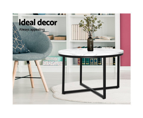 MADELYN ROUND COFFEE TABLE WITH MARBLE TOP - AS PICTURED
