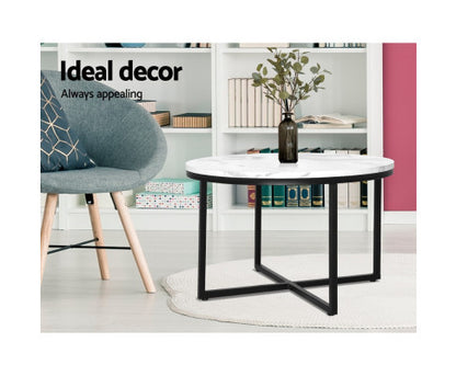 MADELYN ROUND COFFEE TABLE WITH MARBLE TOP - AS PICTURED