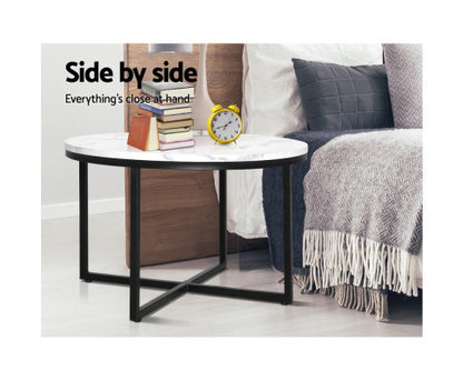 MADELYN ROUND COFFEE TABLE WITH MARBLE TOP - AS PICTURED