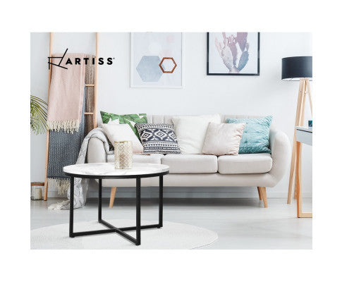 MADELYN ROUND COFFEE TABLE WITH MARBLE TOP - AS PICTURED