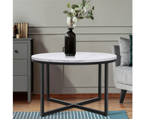 MADELYN ROUND COFFEE TABLE WITH MARBLE TOP - AS PICTURED
