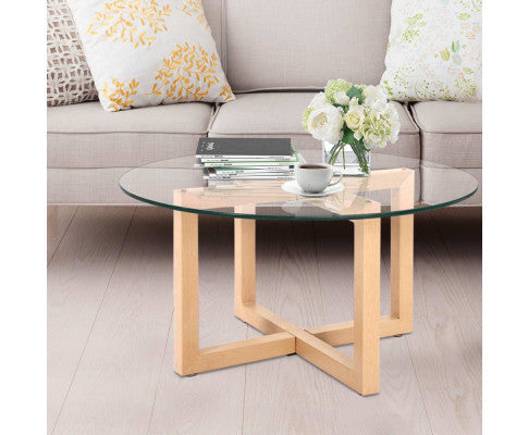 SPARROW ROUND GLASS COFFEE TABLE - AS PICTURED