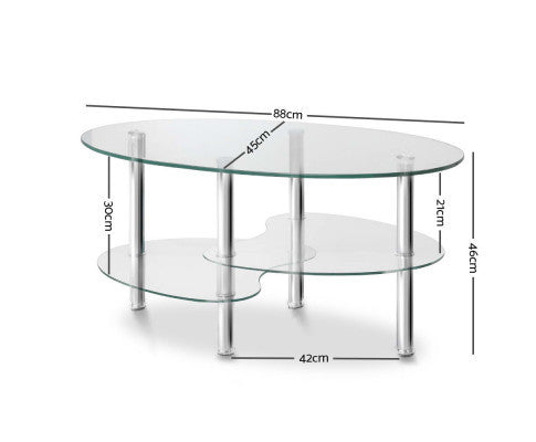 DESMOND 3 TIER GLASS COFFEE TABLE - AS PICTURED