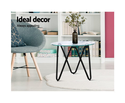 EVANDER ROUND GLASS COFFEE TABLE - AS PICTURED