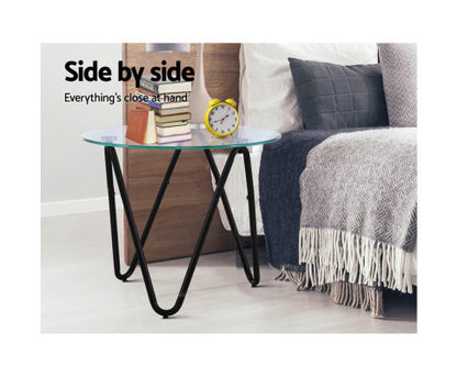 EVANDER ROUND GLASS COFFEE TABLE - AS PICTURED