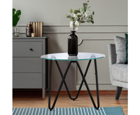 EVANDER ROUND GLASS COFFEE TABLE - AS PICTURED