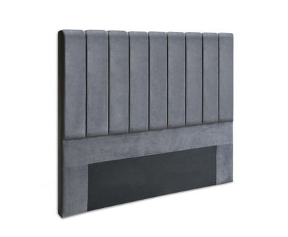 DOUBLE  ELMINA VELVET FABRIC HEADBOARD BEDHEAD - GREY