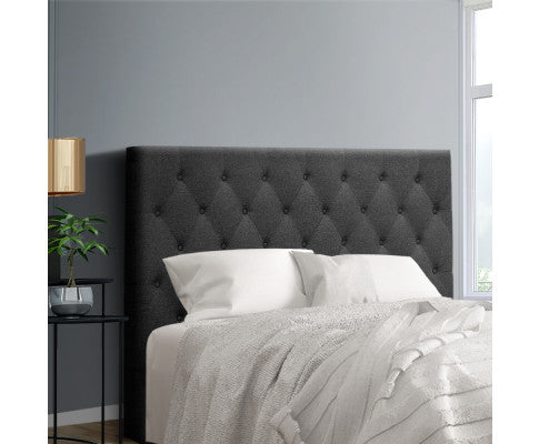 Double Celcius Linen Fabric Headboard Bedhead - Bedhead Height 1200(H) - Charcoal