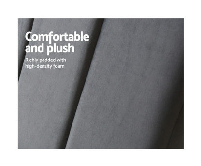 DOUBLE  ELMINA VELVET FABRIC HEADBOARD BEDHEAD - GREY