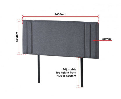 DOUBLE ANDORRA LINEN FABRIC HEADBOARD BEDHEAD - GREY