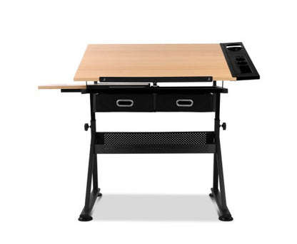 SANDO TILT  DRAFTING  TABLE &  STOOL - BLACK & NATURAL