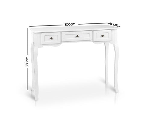 GEORGE FRENCH PROVINCIAL HALL TABLE WITH DRAWERS - WHITE