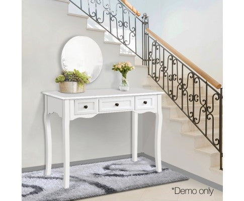George French Provincial Hall Table With Drawers - White