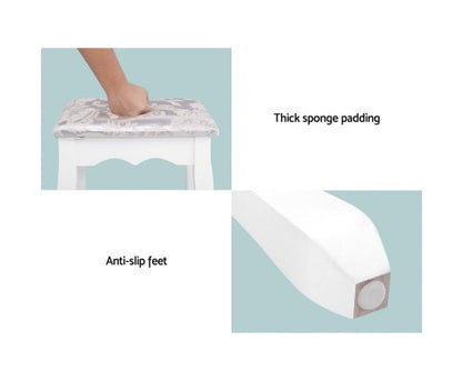 ERIN 5 DRAWER DRESSING TABLE WITH MIRROR & STOOL - WHITE