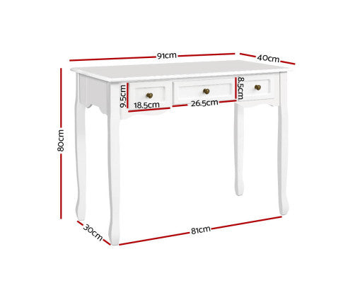 DELPHINE 3 DRAWER DRESSING TABLE - 800(H) x 910(W) - WHITE