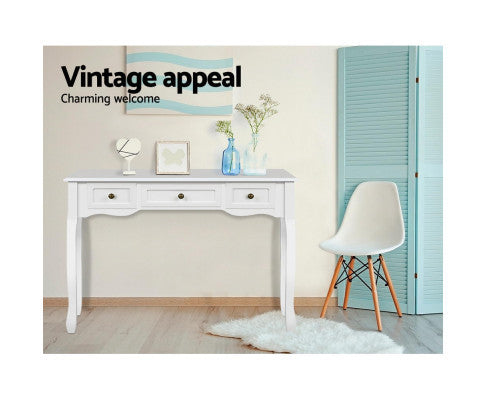 DELPHINE 3 DRAWER DRESSING TABLE - 800(H) x 910(W) - WHITE